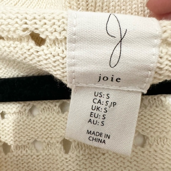 Joie Open Knit Collared Sweater Size S Cream polo modest office job - Picture 2 of 4